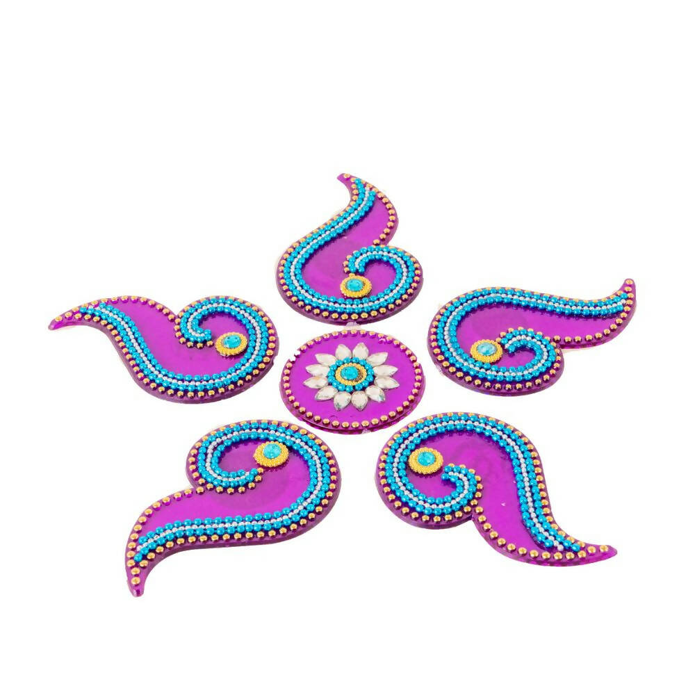 Kundan HandiKrafts Curved Designer Rangoli Purple (Baby) - Distacart
