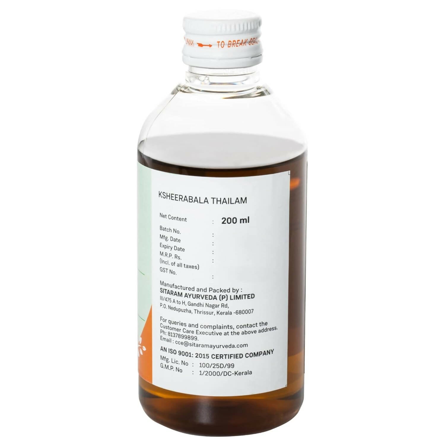 Sitaram Ayurveda Ksheerabala Thailam - Distacart