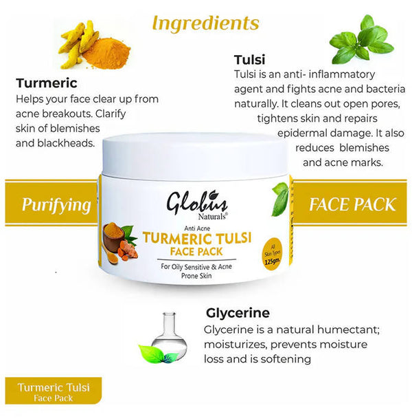 Globus Naturals Turmeric Tulsi Face Pack - Distacart