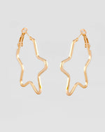 Thumbnail for VOJ Women Gold Tonned Star Shape Hoop Stainless Steel Earrings - Distacart