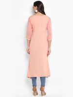 Thumbnail for Janasya Pink Floral Print A-Line Kurta - Distacart