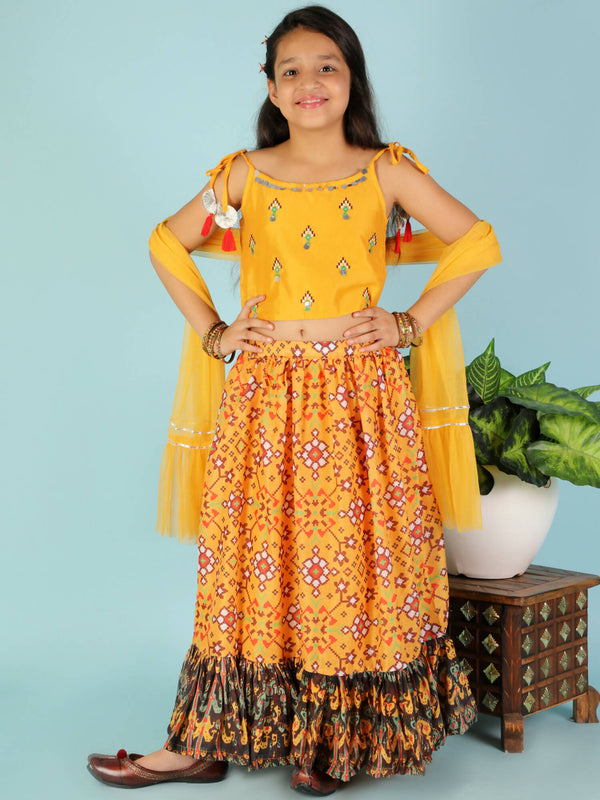 Lil Drama Girls Ghaghra Choli Set - Mustard - Distacart