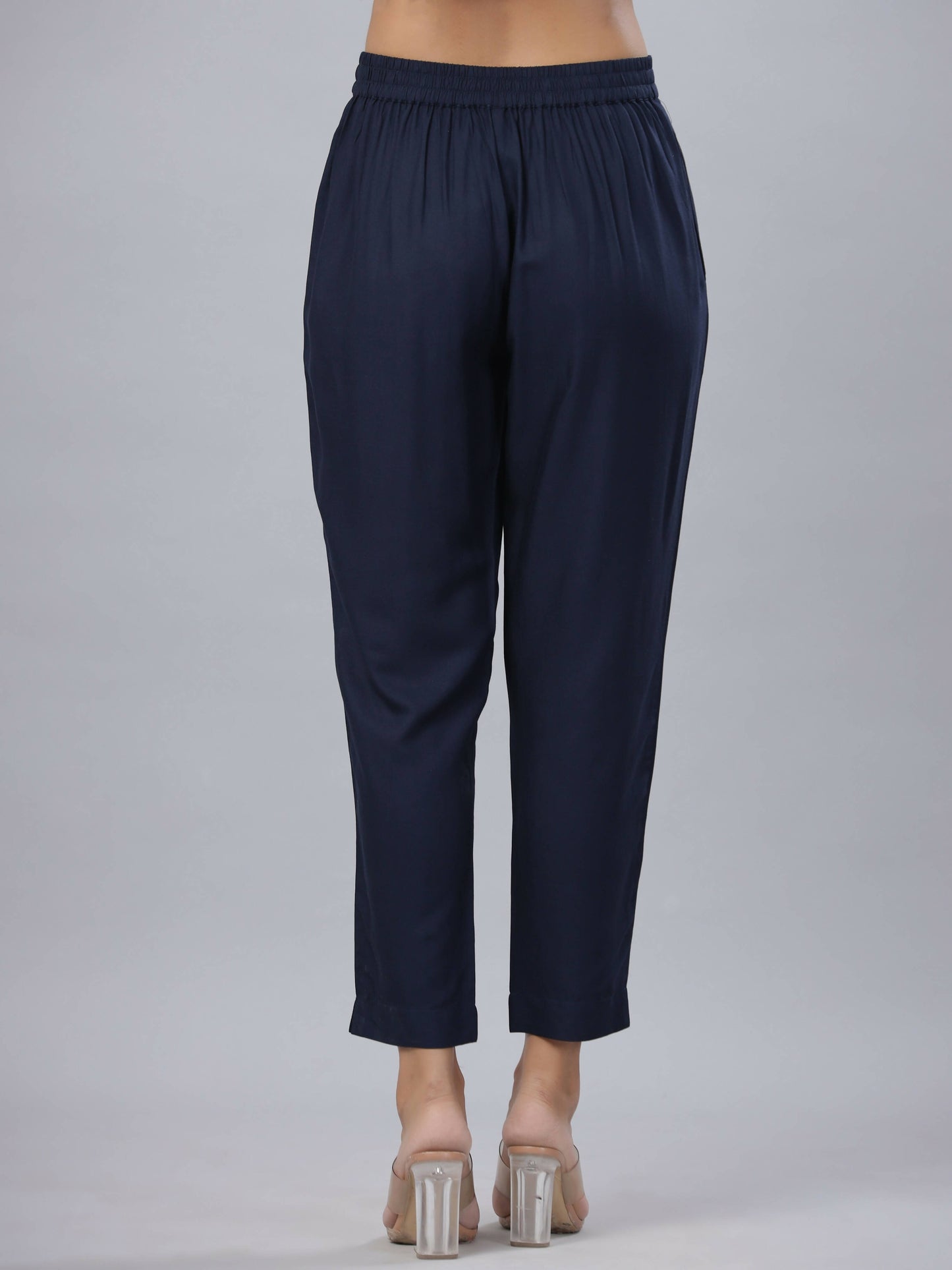 Juniper Women's Navy Rayon Solid Stright Slim Pant - Distacart