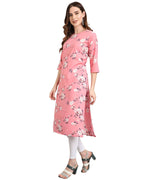 Thumbnail for Vamika Pink French Crepe Printed Party Wear/Casual Wear Kurti - Distacart
