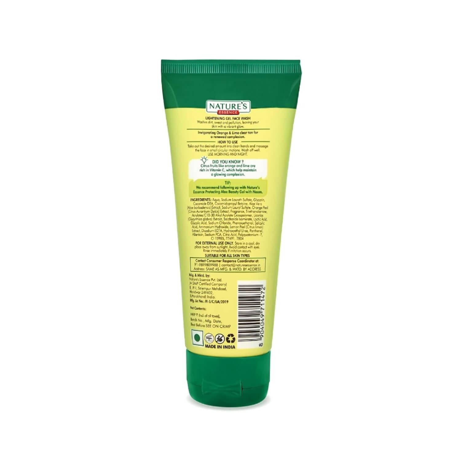 Nature's Essence Lightening Gel Face Wash (Orange & Lime) - Distacart