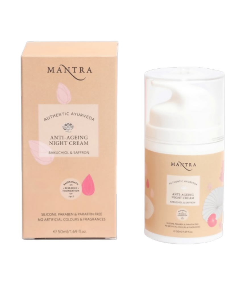 Mantra Herbal Anti-Ageing Night Cream Bakuchiol & Saffron - Distacart
