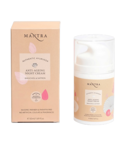Mantra Herbal Anti-Ageing Night Cream Bakuchiol & Saffron - Distacart