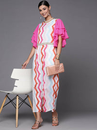 Thumbnail for Ahalyaa White & Pink Zig Zag Striped Basic Jumpsuit - Distacart