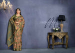Thumbnail for Coffee Mustard Tusser Silk Floral Printed With Embroidered Work Saree With Unstitched Blouse - Mohmanthan Aahana - Distacart