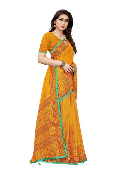 Vamika Embroidery Yellow Jute Silk Saree (Jhulka Yellow)