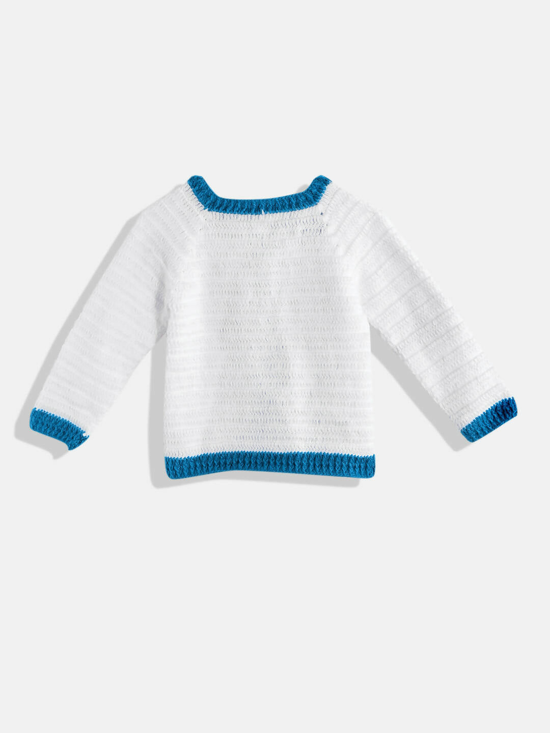 Chutput Kids Woollen Hand Knitted Full Sleeves Cardigan - White - Distacart