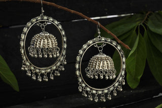 Mominos Fashion Johar Kamal Silver Earrings With Kundan Work Jhumkas - Distacart