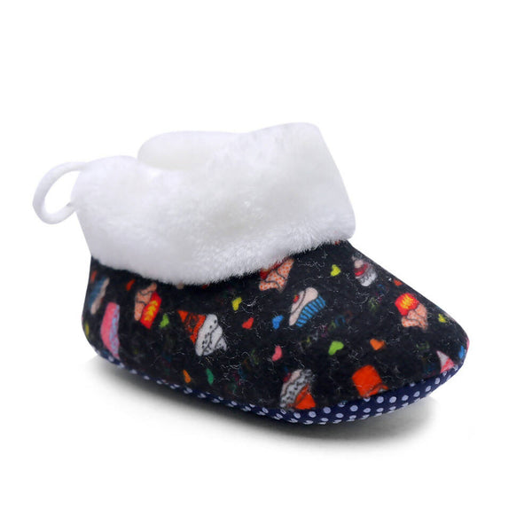 Tiny Bugs Unisex Printed Winter Booties - Black - Distacart