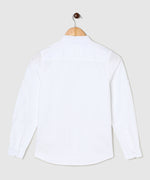 Thumbnail for Manet Boys Mandarin Collar Full Sleeves Melange Shirt - White - Distacart