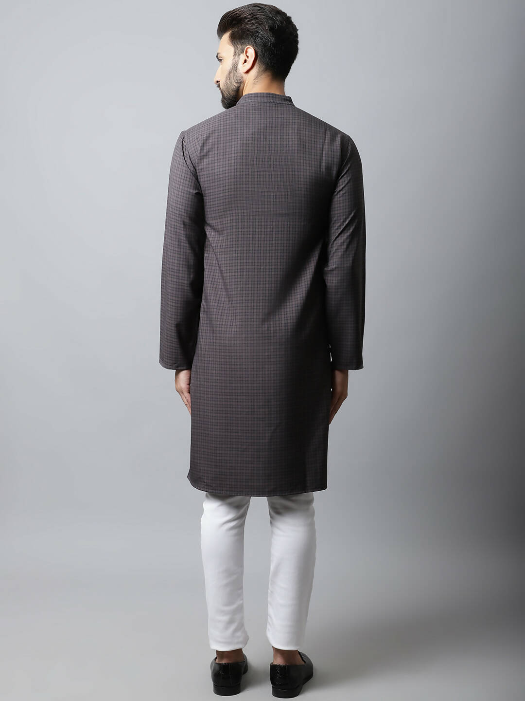 Even Apparels Black Color Pure Cotton Men's Kurta With Band Collar (CHK1166) - Distacart
