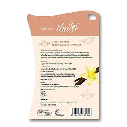 Iba Moisture Rich Lip Balm - Cocoa Vanilla - Distacart