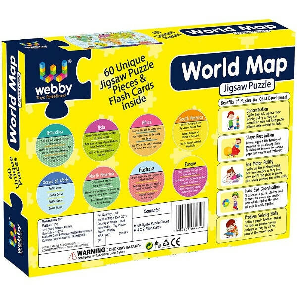 Webby Amazing World Map Jigsaw Floor Puzzle 60 Pcs - Distacart