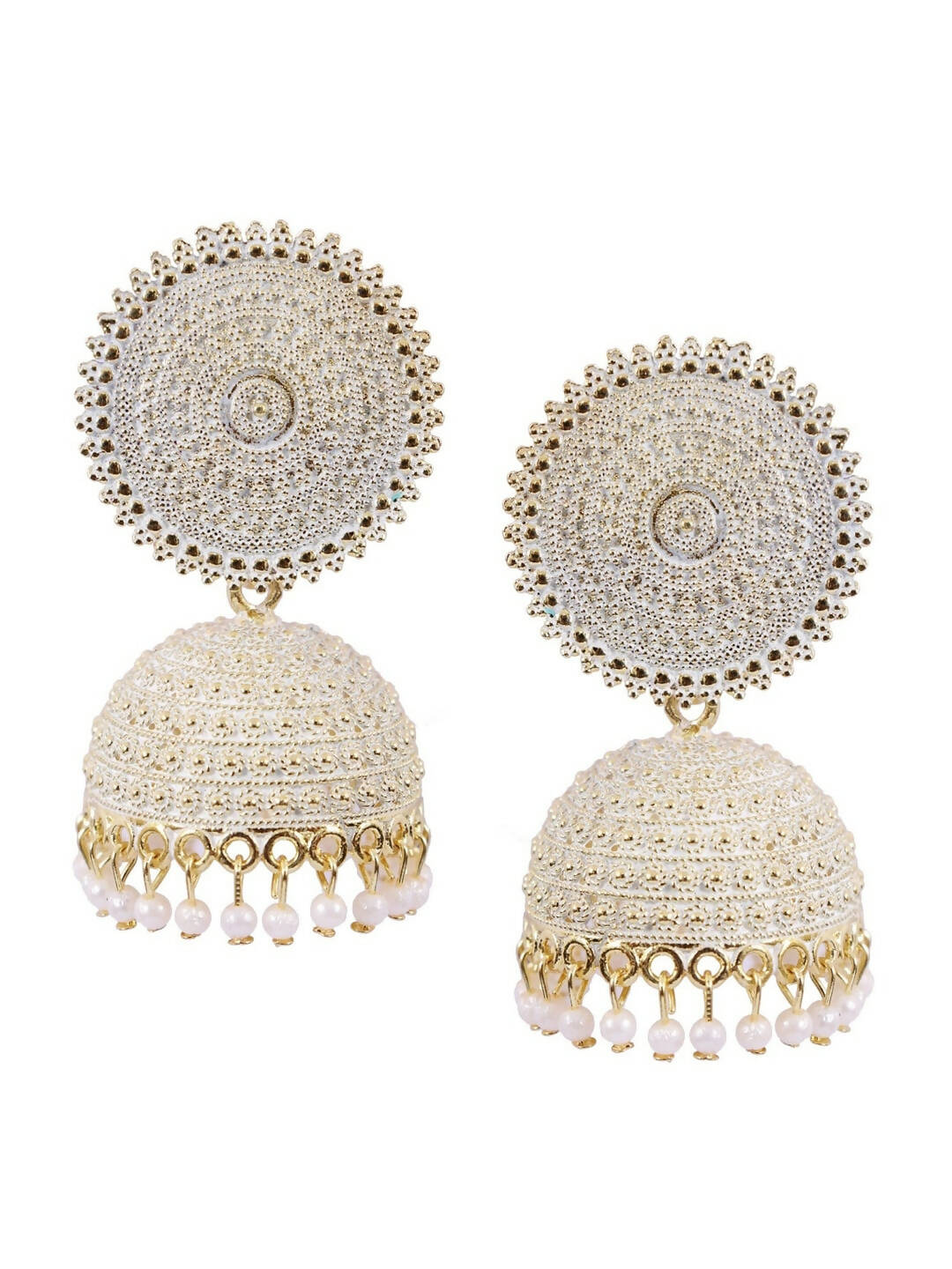 Mominos Fashion Joharkamal Gold-Plated Meenakari Jhumkas For Women & Girls (White) - Distacart