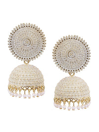 Thumbnail for Mominos Fashion Joharkamal Gold-Plated Meenakari Jhumkas For Women & Girls (White) - Distacart