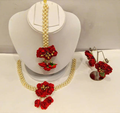 Artificial Flower Jewelry Set For Haldi