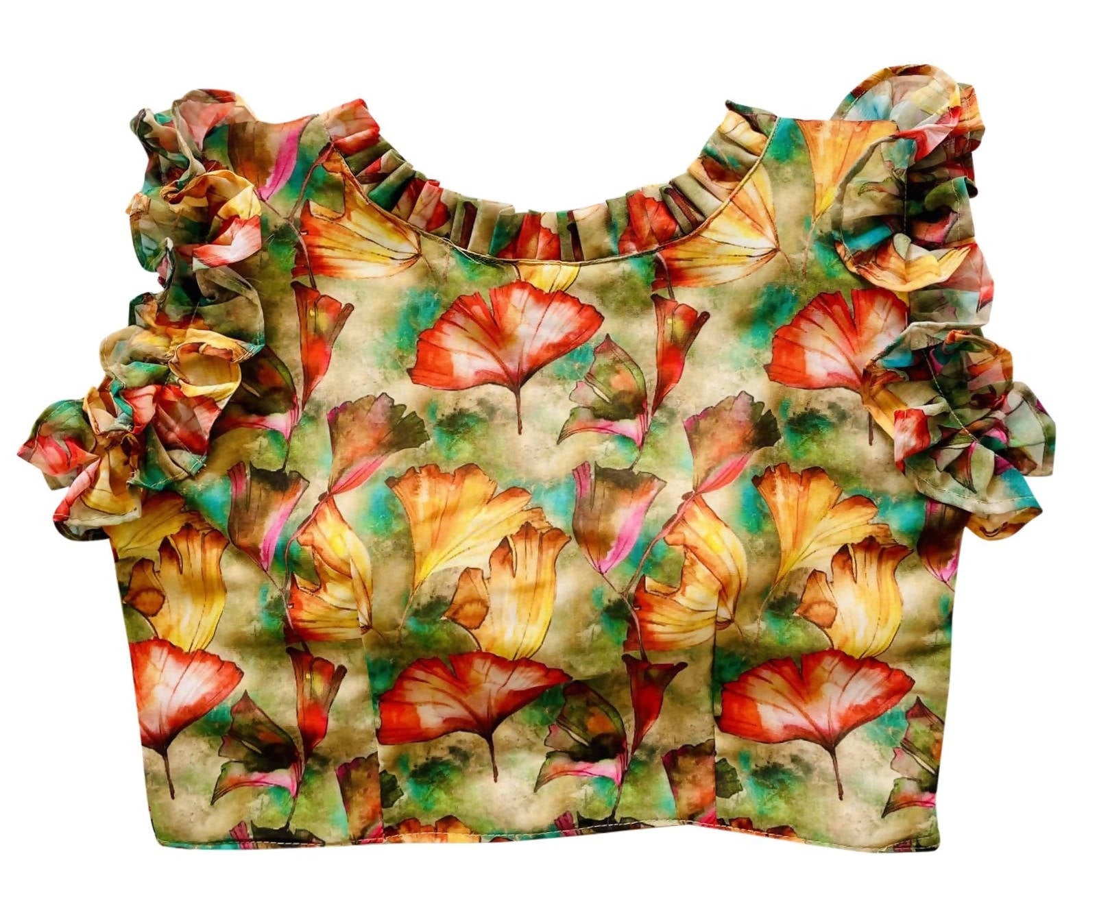 Vamika Yellow Georgette Frill Blouse - Distacart