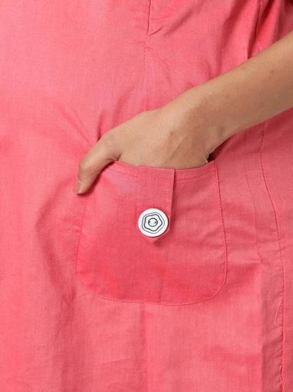 Manet Half Sleeves Solid Maternity Dress With Concealed Zipper Nursing Access - Red - Distacart