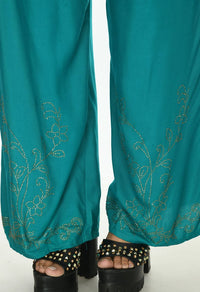 Thumbnail for Mominos Fashion Moeza Reyon Cotton Rama Green Color Sirsoki Work Palazzo