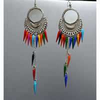 Thumbnail for Party Wear Fashion Chandbali Hanging Multicolor Pearls Long Earrings