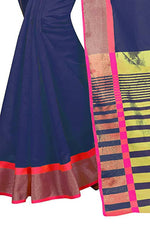 Thumbnail for Vamika Weaving Blue Cotton Silk Saree - Distacart