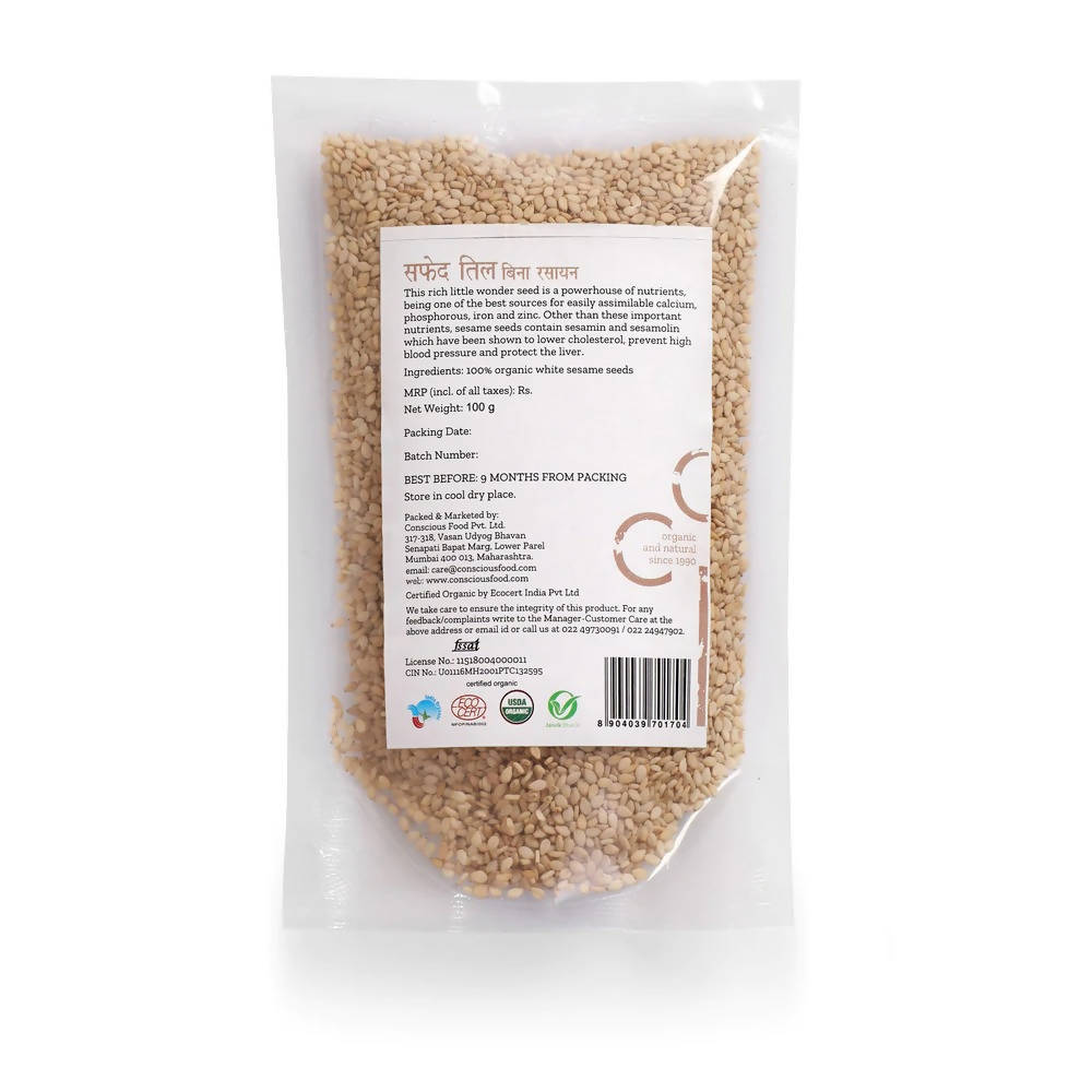 Conscious Food Natural White Sesame Seeds (Til)