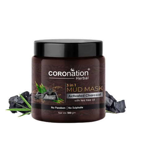Coronation Herbal Activated Charcoal 3 in 1 Mud Mask with Tea Tree Oil - Distacart