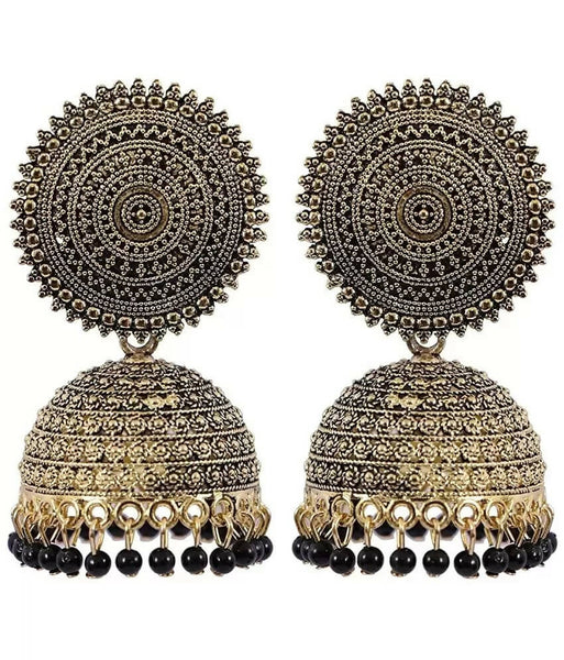 Mominos Fashion Joharkamal Gold-Plated Meenakari Jhumkas For Women & Girls (Black) - Distacart