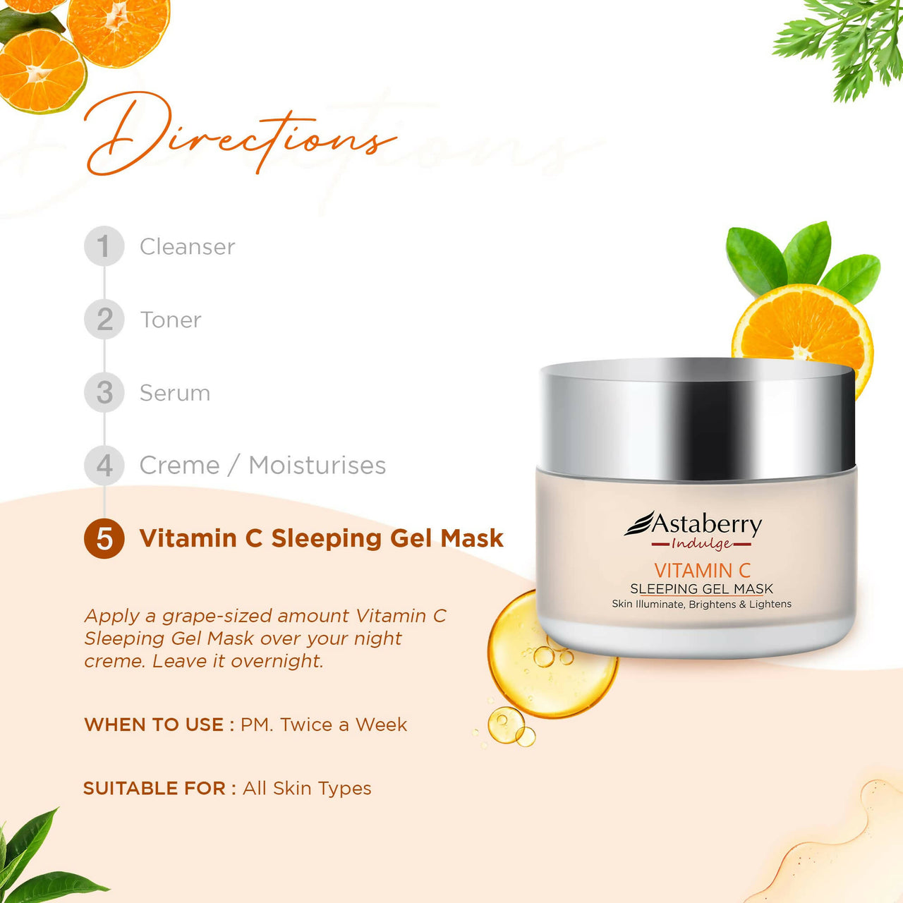 Astaberry Indulge Vitamin C Sleeping Gel Mask - Distacart