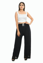 Thumbnail for Mominos Fashion Moeza Reyon Cotton Black Cut Work Palazzo