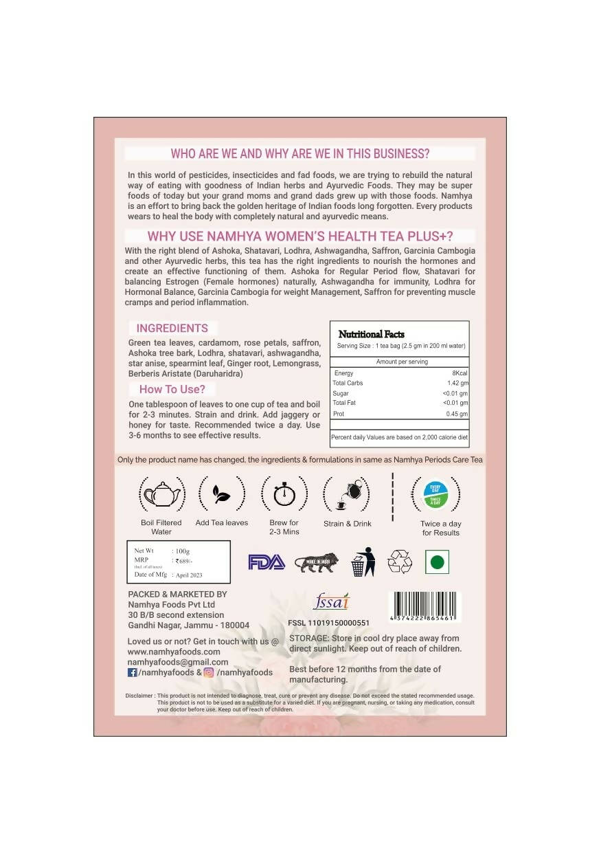 Namhya Women's Health Tea Plus+ - Distacart