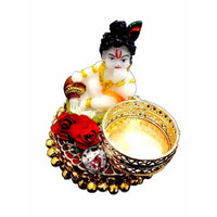 Thumbnail for Little Krishna Candle with Gold Beads Kumkum Holder - Distacart