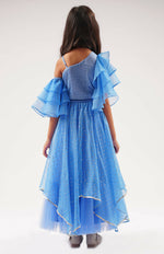 Thumbnail for Lil Drama Bollywood Tadka Blue Ghagra Choli Set For Girls - Distacart