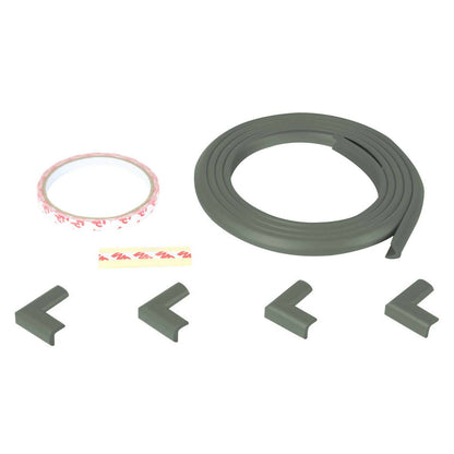 Safe-O-Kid Unique High Density L-Shaped 2 Mtr Long Mini 4 Edge Guard With 16 Corner Cushions - Grey - Distacart