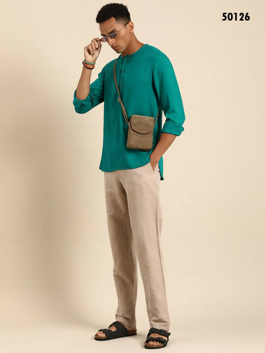 Sea Green Men Rayon Solid Opaque Casual Shirt - Mahotsav - Distacart