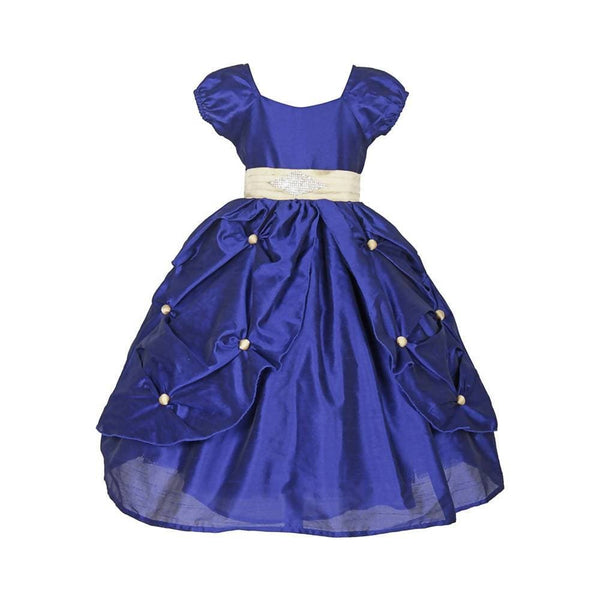 Asmaani Baby Girl's Blue Satin A-Line Maxi Full Length Dress (AS-DRESS_22013) - Distacart