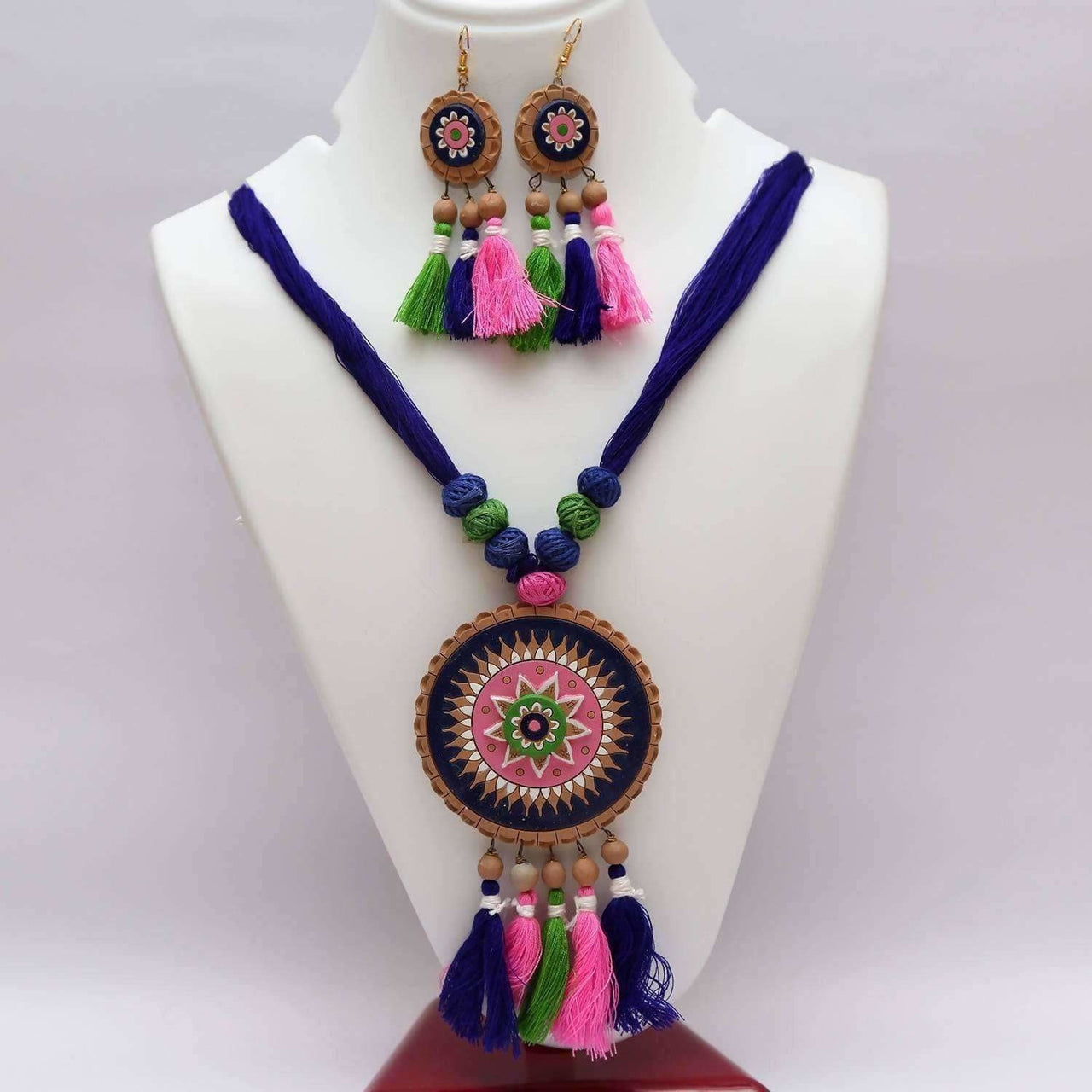 Terracotta Jewelry Thread Chandra with Dangling Earrings