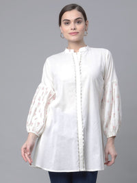 Thumbnail for Ahalyaa Women Off White Pure Cotton Printed Tunic - Distacart