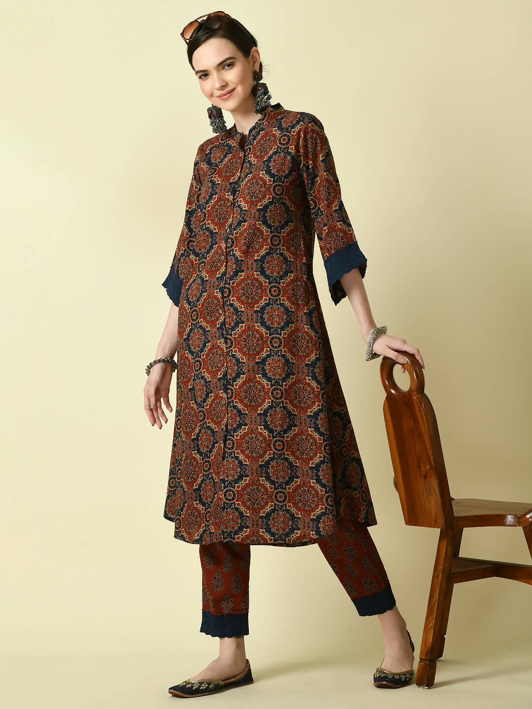 Myshka Women's Multi A-Line Printed Kurta - Distacart