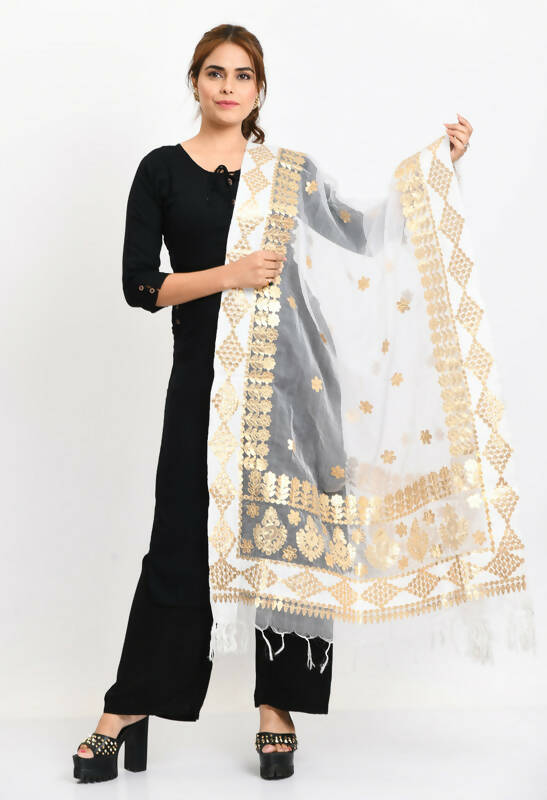 Mominos Fashion Moeza Women Organza Gotta Patti Bridal Dupatta White Dupatta - Distacart