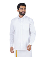 Thumbnail for Ramraj Cotton Mens Full Sleeve Formal 100 % Cotton White Shirt - Distacart