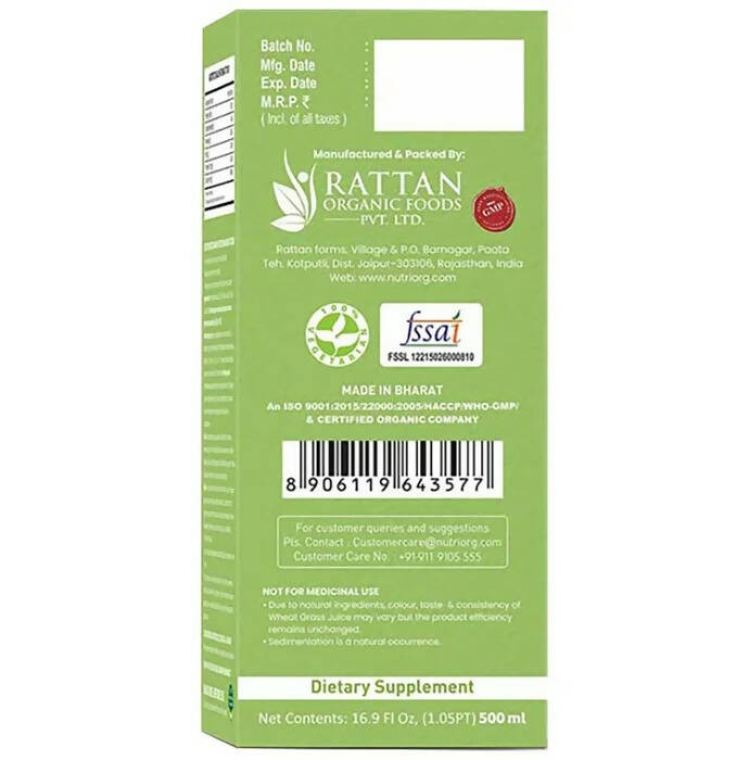 Nutriorg Wheat Grass Juice with Giloy & Tulsi - Distacart