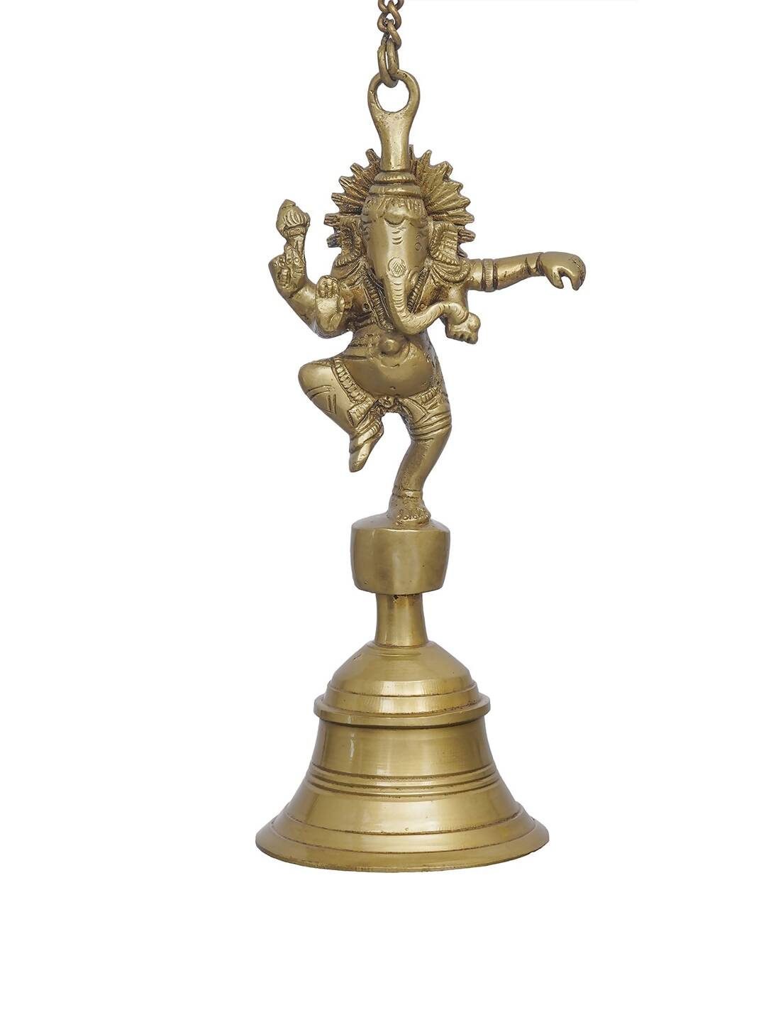eCraftIndia Golden Brass Dancing Ganesha Idol Wall Hanging Bell With Chain - Distacart