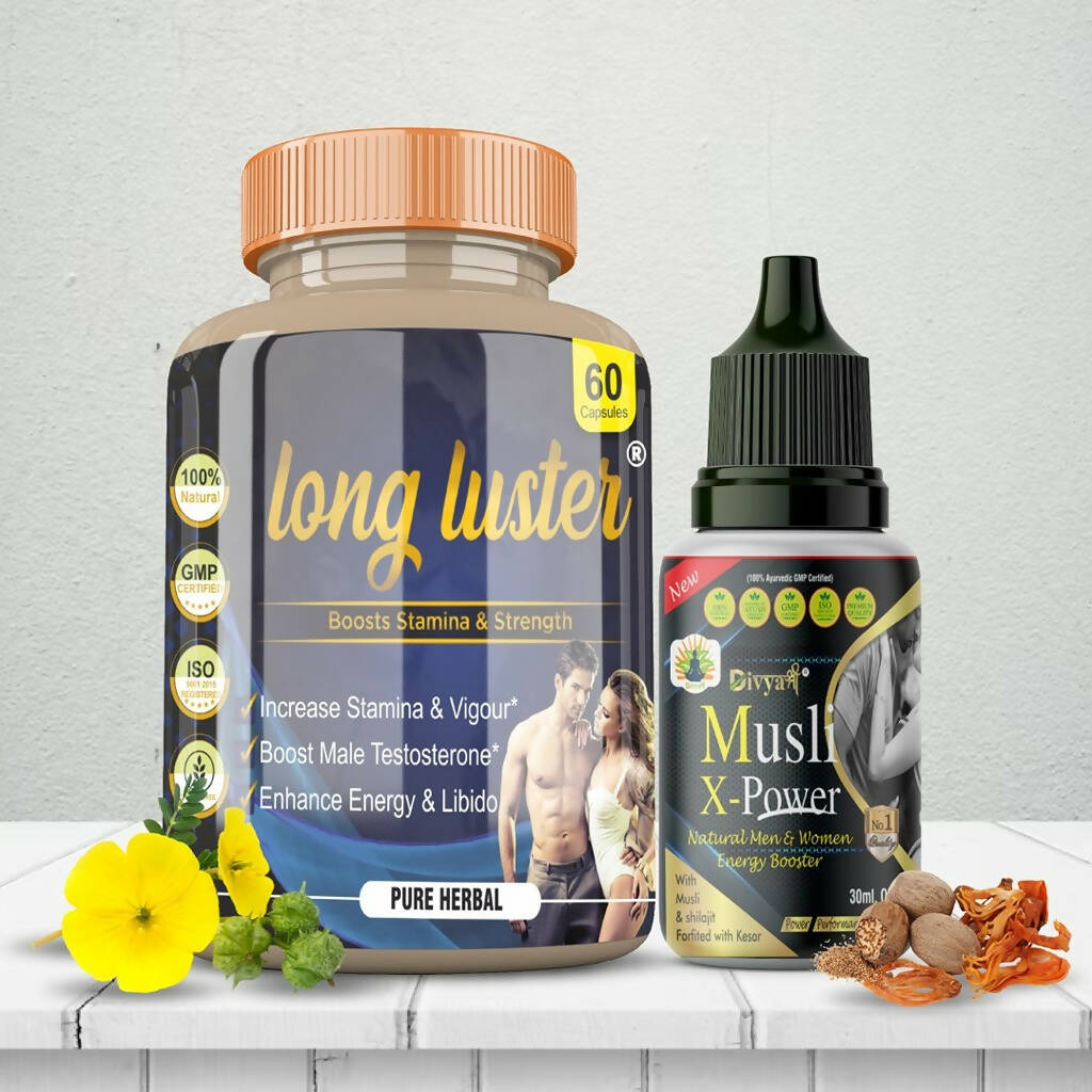 Divya Shree Long Luster Capsule & Musli X-Power Oil Combo - Distacart