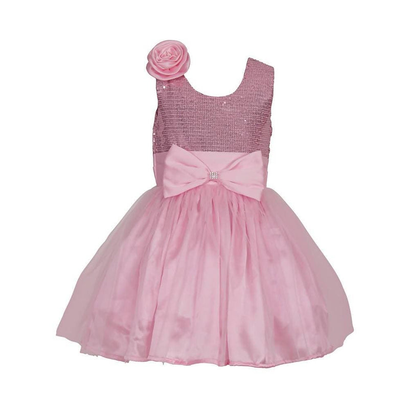 Asmaani Baby Girl&#39;s Pink Color Satin Knee Length Frock (AS-DRESS_22030) - Distacart