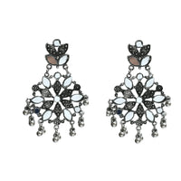 Thumbnail for Mominos Fashion Johar Kamal Oxidised Silver-Plated Mirror Work Long Necklace Set - Distacart